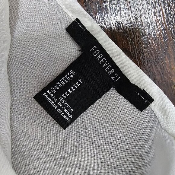 Forever 21 White Gauzy Open Shoulder Bell Sleeve Boho Top Medium - Picture 7 of 11